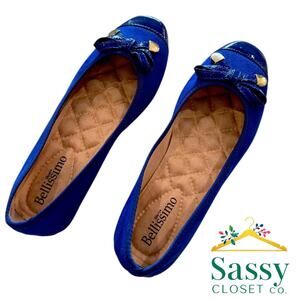 Wendy Bellissimo Royal Blue Bow Ballet Flats Women’s 8 EUC
